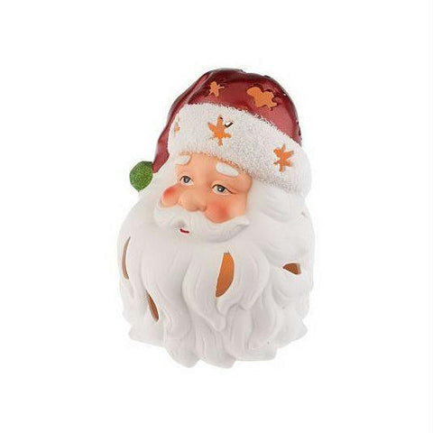 HomeReflections Porcelain Holiday Character Luminary with Timer, Santa