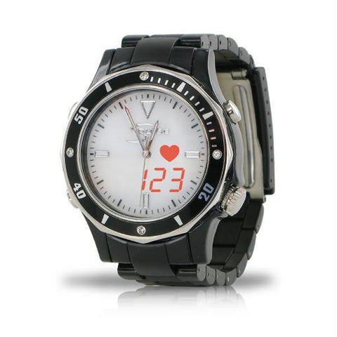 Fashion S-Pulse Heart Rate & Dual Time Zone Watch with Large LED Readout - Men"s