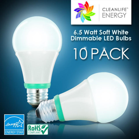 CLEANLIFE 6.5 W Soft White Dimmable LED Bulb (10 Pack)