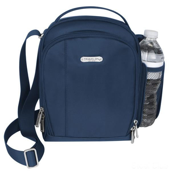 Travelon Hack-Proof Adjustable RFID Blocking Boarding Bag, Steel Blue