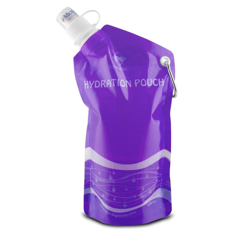 Eco-Highway Hydration Pouch: Collapsible, Reusable 20oz Water Bottle (Purple)