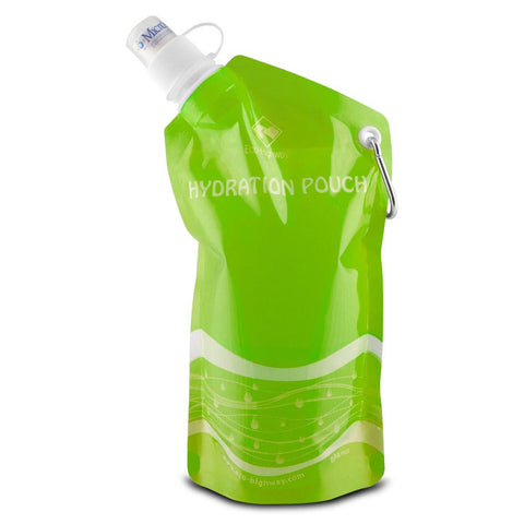 Eco-Highway Hydration Pouch: Collapsible, Reusable 20oz Water Bottle (Green)