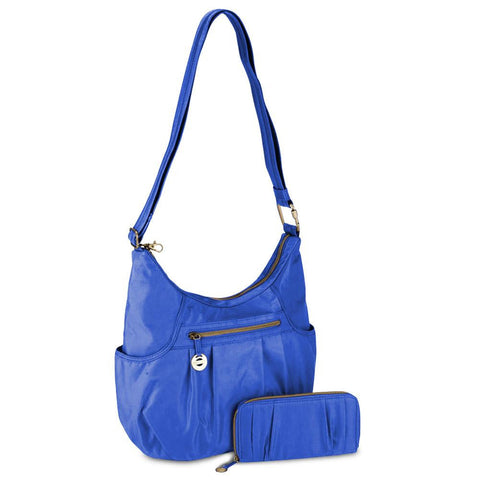 Travelon Anti-Theft Hobo Bag Purse with RFID Wallet, Monaco Blue