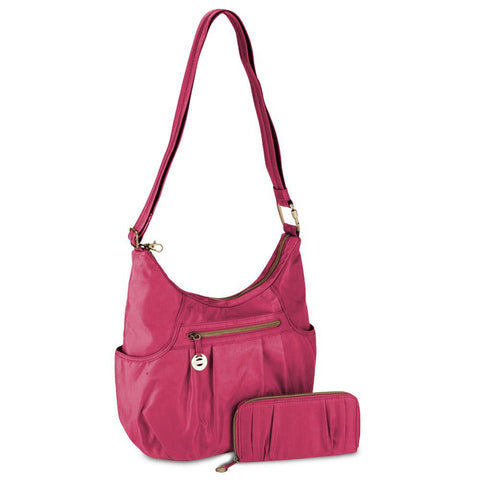 Travelon Anti-Theft Hobo with RFID Wallet, Cranberry