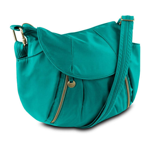 Travelon Anti-Theft Front Zip Hobo Bag with RFID Protection, Jade