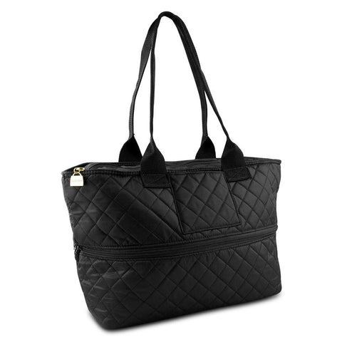 Pursfection Expandable Tote Bag in Quilted Fabric  Black