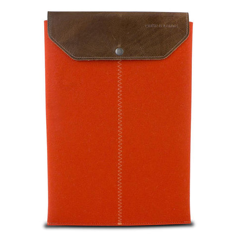 Graf & Lantz Felt Sleeve with Leather Flap for 15 MacBook Pro - Orange
