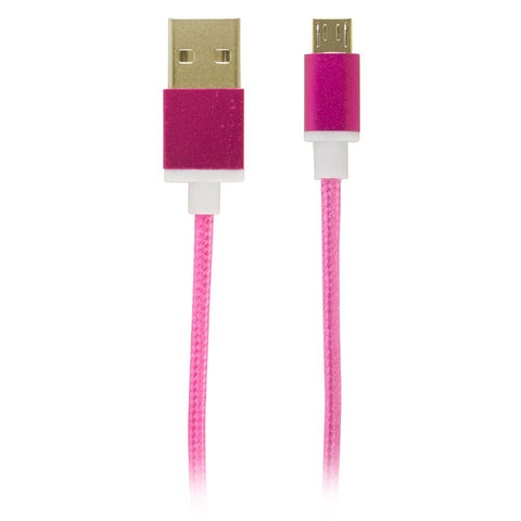 USB to MicroUSB Fabric Charge and Sync Cable, Pink