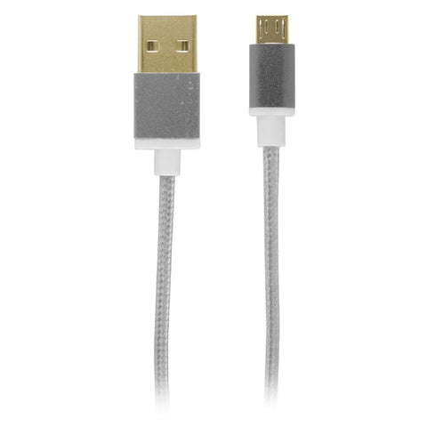 USB to MicroUSB Fabric Charge and Sync Cable, Silver
