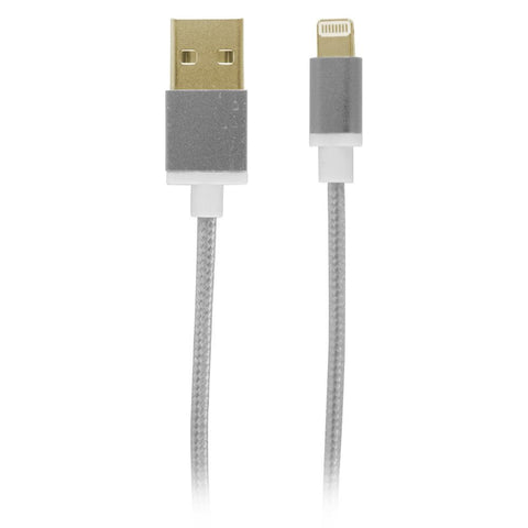USB to Lightning Fabric Charge and Sync Cable, Silver