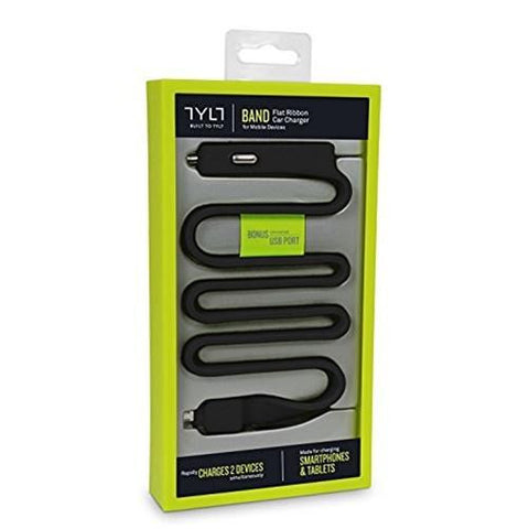 TYLT BAND MicroUSB Car Charger with Built-In USB Port, Black