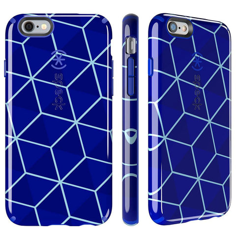 Speck CandyShell Inked iPhone 6 6s Plus Case, Stacked Cube Blue-Raincoat Blue