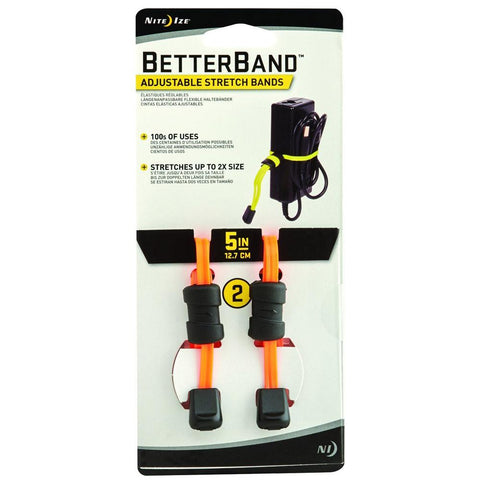 Nite Ize Better Band 5 Adjustable Stretch Bands, 2 Pack (Bright Orange)