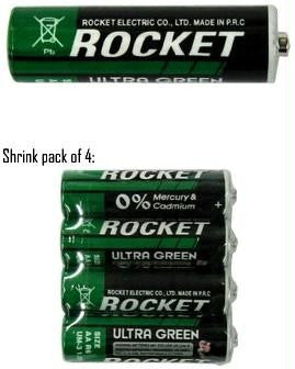 Rocket AA Ultra Green Heavy Duty Dry Batteries - 4 Pack