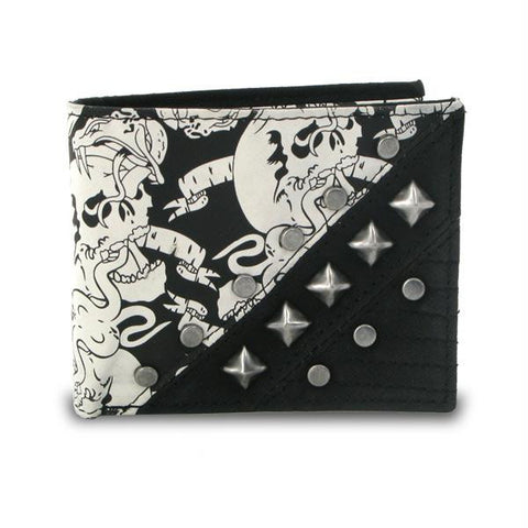 Men"s Bifold Skull Screen Print Wallet