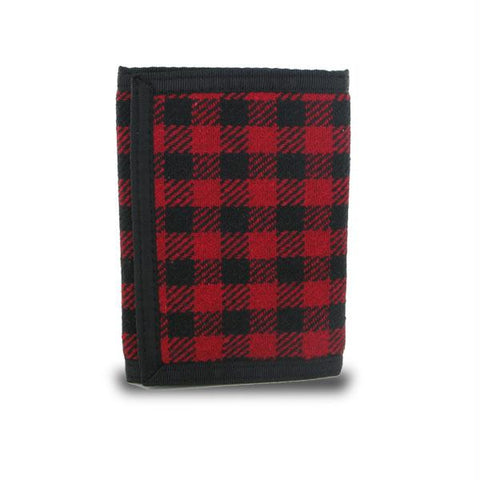 Plaid Fabric Trifold Wallet - Red-Black