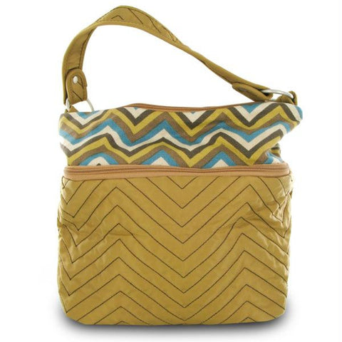 Travelon Quilted Nylon Zip-Top Train Case - Tan-Zig Zag Pattern