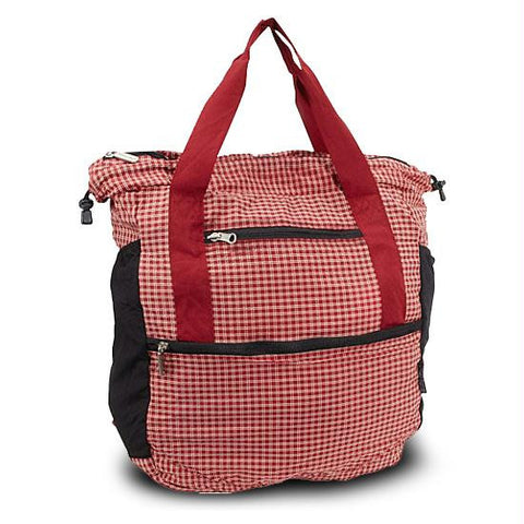 Travelon Stow-Away Convertible Tote or Backpack Duo (Red Plaid)