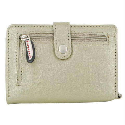 Travelon Leather Wallet-Wristlet in One (Beige)