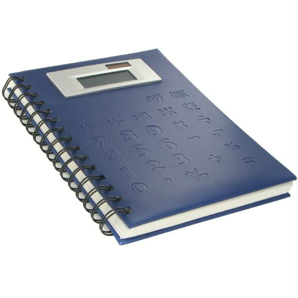 Spiral Notebook with Jumbo Display Calculator Cover (Blue)