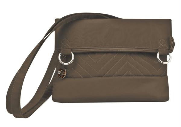 Travelon Quilted Fold-Over Shoulder Bag (Brown)