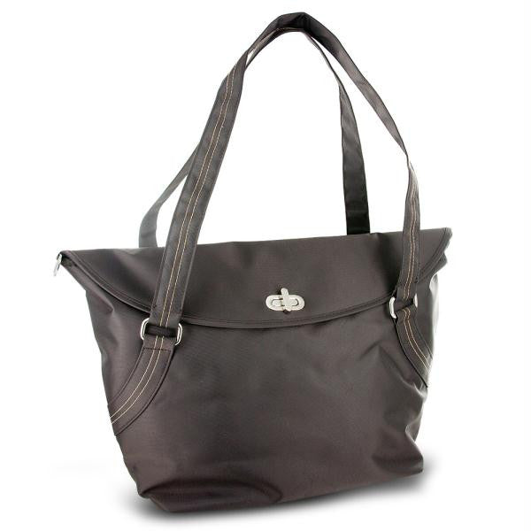 Travelon Large Tote With Flap and Turn Lock Closure (Brown)