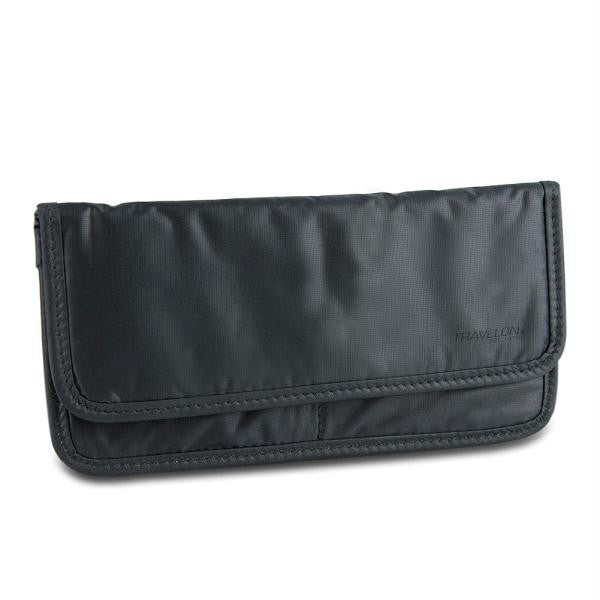 Travelon Safe ID Hack-Proof Ripstop Large Pouch Wallet with RFID Blocking, Black