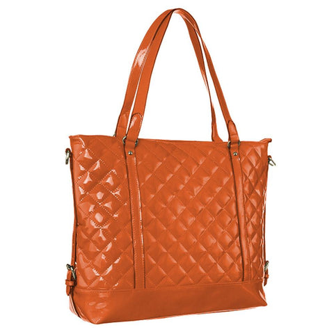 Mad Style Patent Leather Quilted Candy Tote, Orange