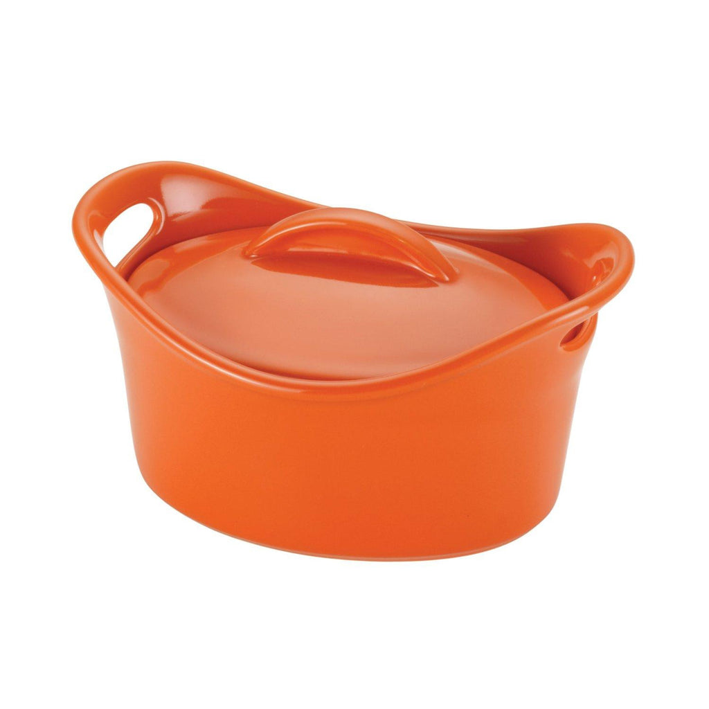 Rachael Ray Stoneware 18-Ounce Mini Oval Casserole, Orange