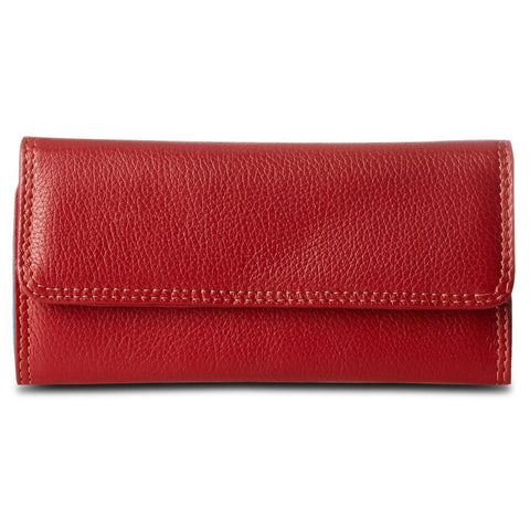 Travelon Leather Safe ID Color Block Clutch Wallet, Red