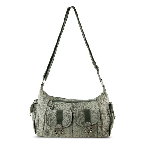 Adjustable Organizer Hobo Bag with Cargo Pockets, Snake