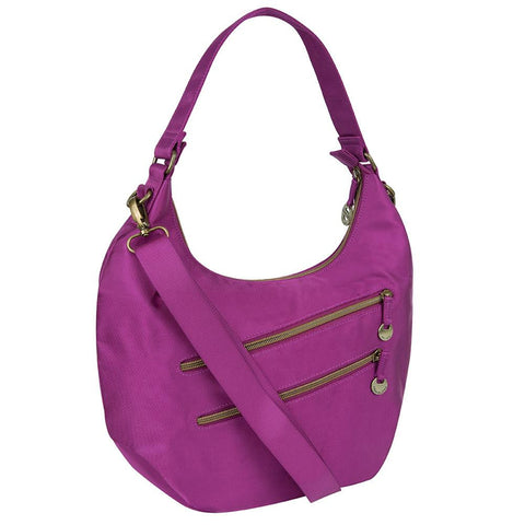 Travelon Hack-Proof Convertible Hobo Bag Purse with RFID Protection - Magenta