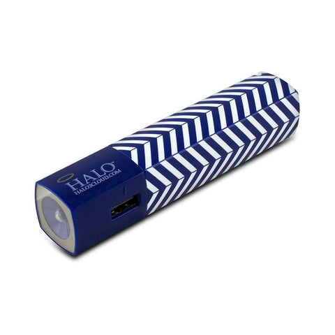 Halo Pocket Power Starlight 3000mAh Power Bank with Flash Light, Blue Chevron