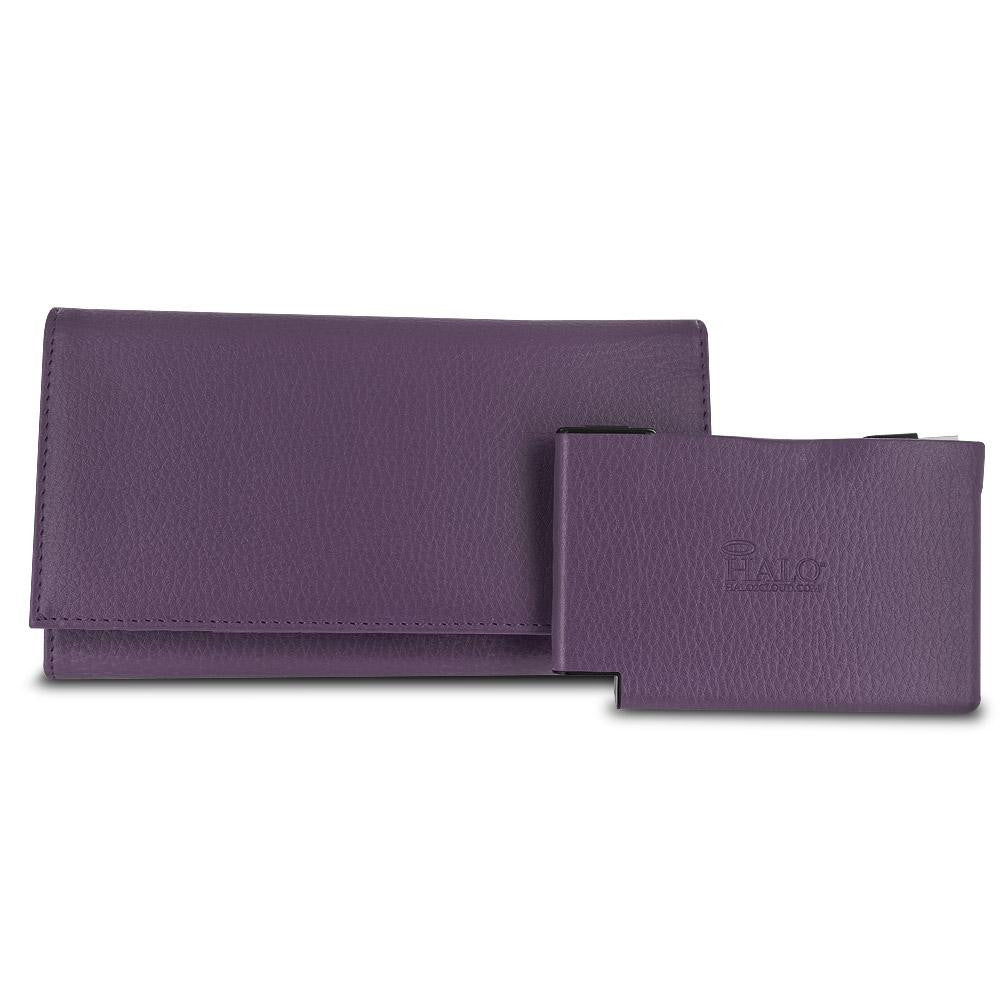 Halo Womens Hack-Proof Power Wallet w- RFID Protection, Purple (No Phone Cables)