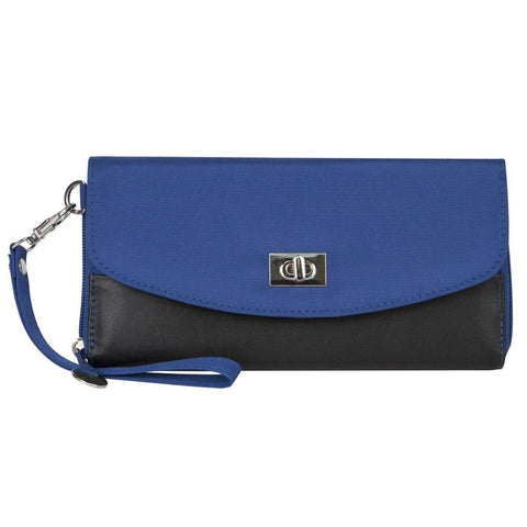 Travelon SafeID Accent Turn Lock Clutch Wallet, Cobalt Blue