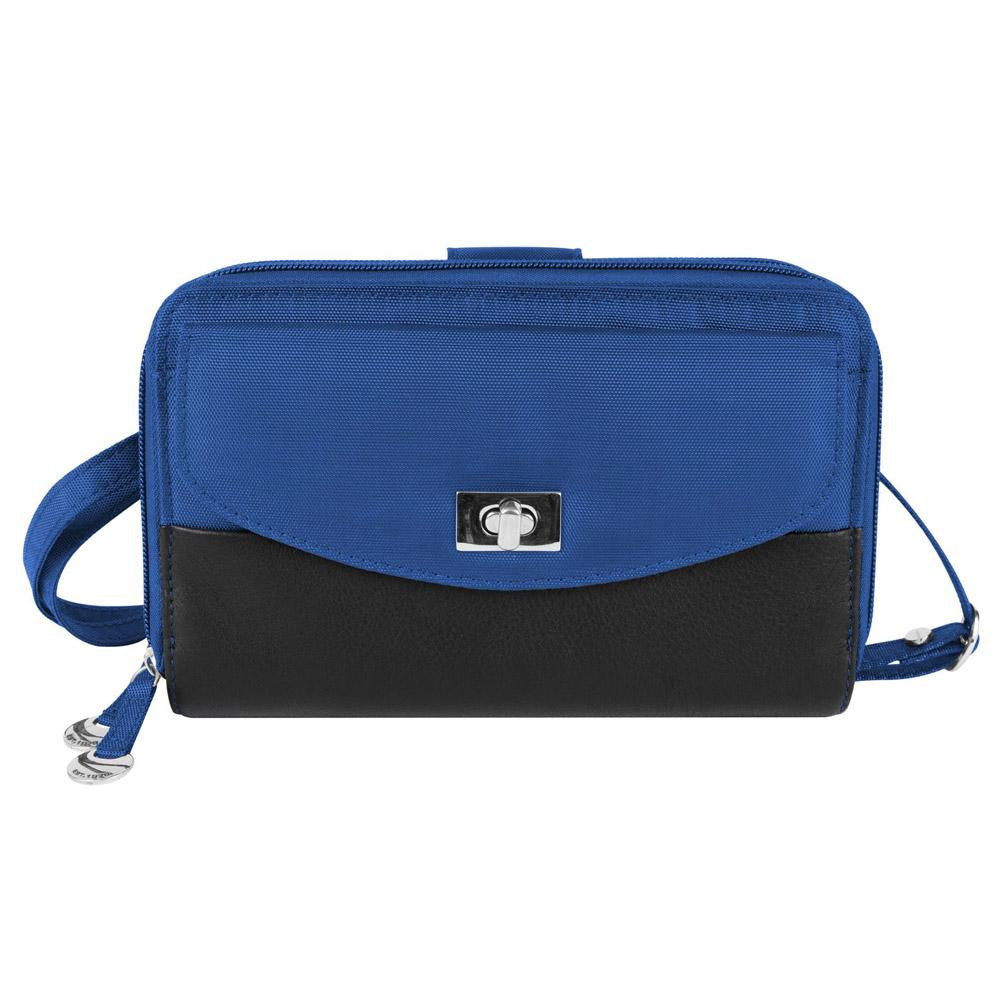 Travelon SafeID Accent Double Zip Clutch Wallet, Cobalt