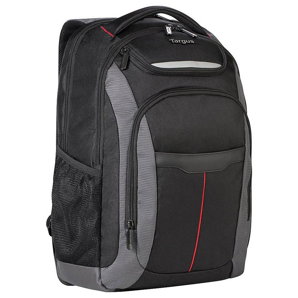 Targus Gravity Laptop Backpack, Black-Gray with Red Stripe