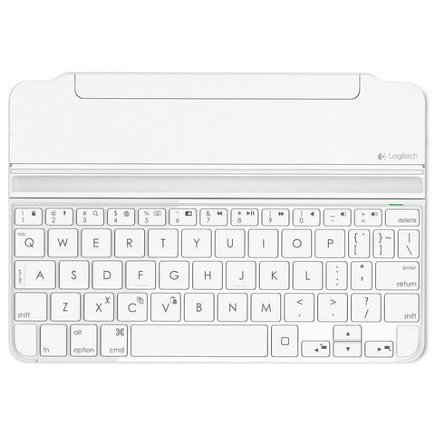 Refurbished Logitech Ultrathin Magnetic Clip Keyboard Cover for iPad mini-2-3, White-Silver