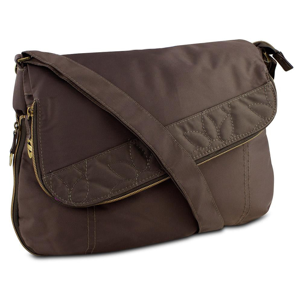 Travelon RFID Flap Front Messenger Bag, Brown