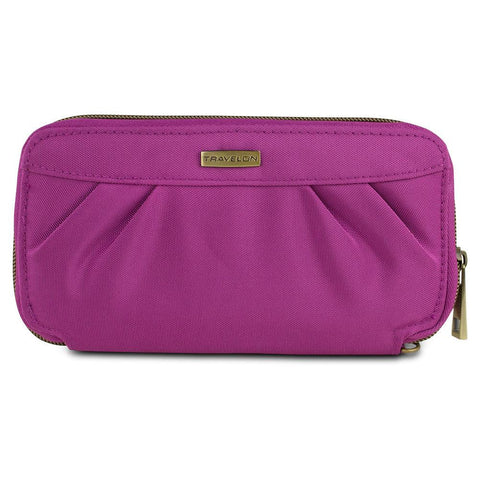 Travelon RFID Blocking Pleated Wallet, Berry