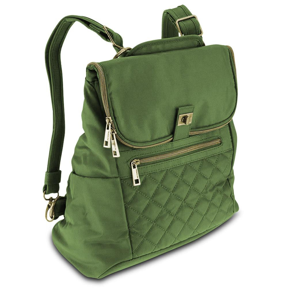 Travelon Foldover Quilted RFID Convertible Backpack, Olive