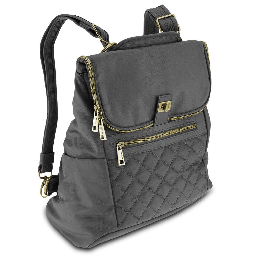 Travelon Foldover Quilted RFID Convertible Backpack, Slate