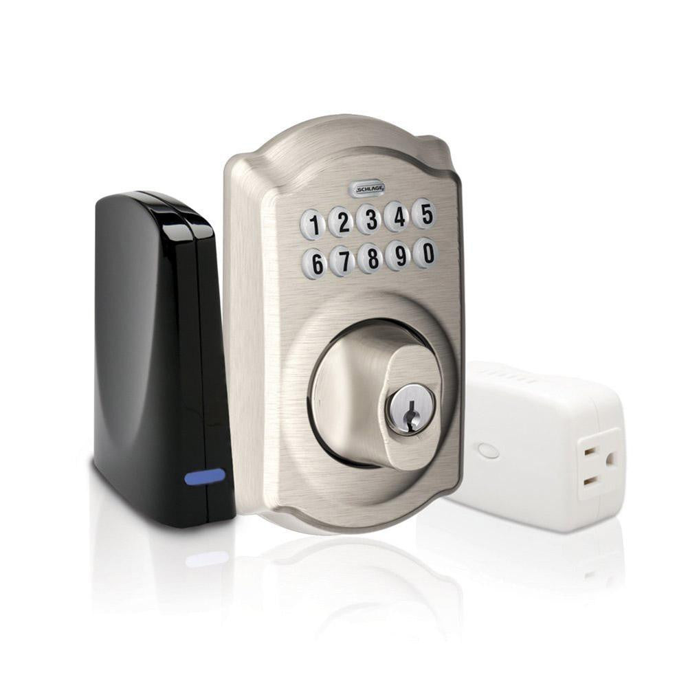 Schlage BE369GRNX CAM 619 Keypad Deadbolt Home Security Kit - Satin Nickel