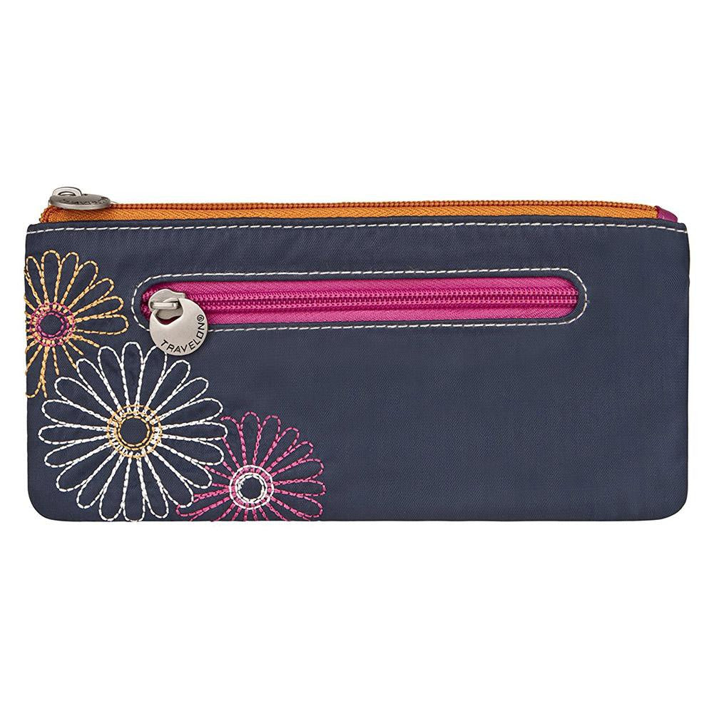 Travelon Safe ID Double Zip Clutch Wallet, Navy