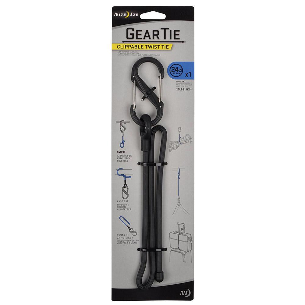 Nite Ize Gear Tie 24 Clippable Twist Tie with S-Biner Clip, Black