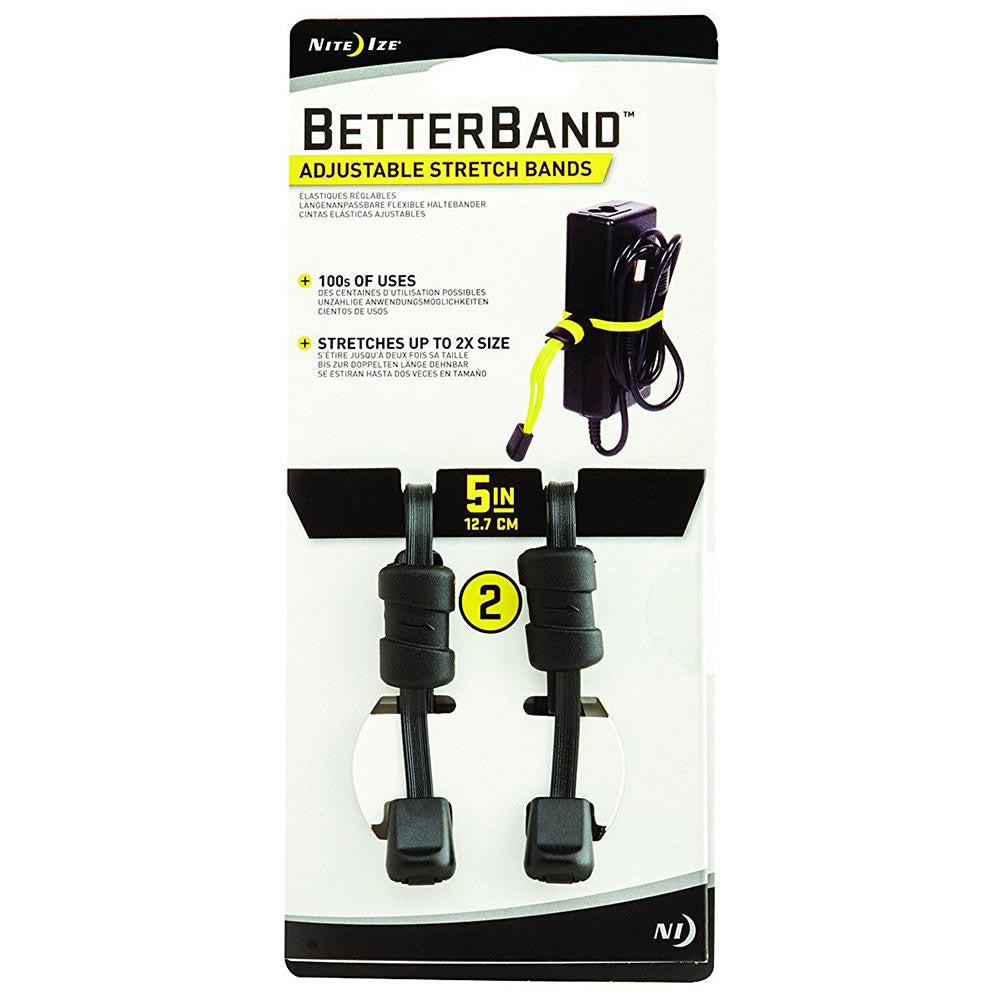 Nite Ize Better Band 5 Adjustable Stretch Bands, 2 Pack (Black)