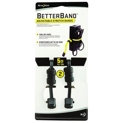 Nite Ize Better Band 5 Adjustable Stretch Bands, 2 Pack (Black)